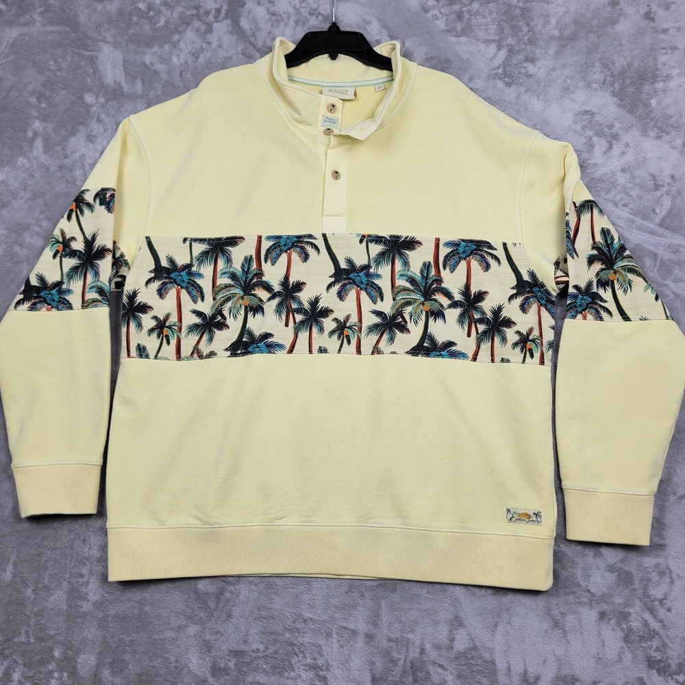 Scotch And Soda Men's 3XL Yellow Tropical Palm Trees Print Pullover Long Sleeve‎